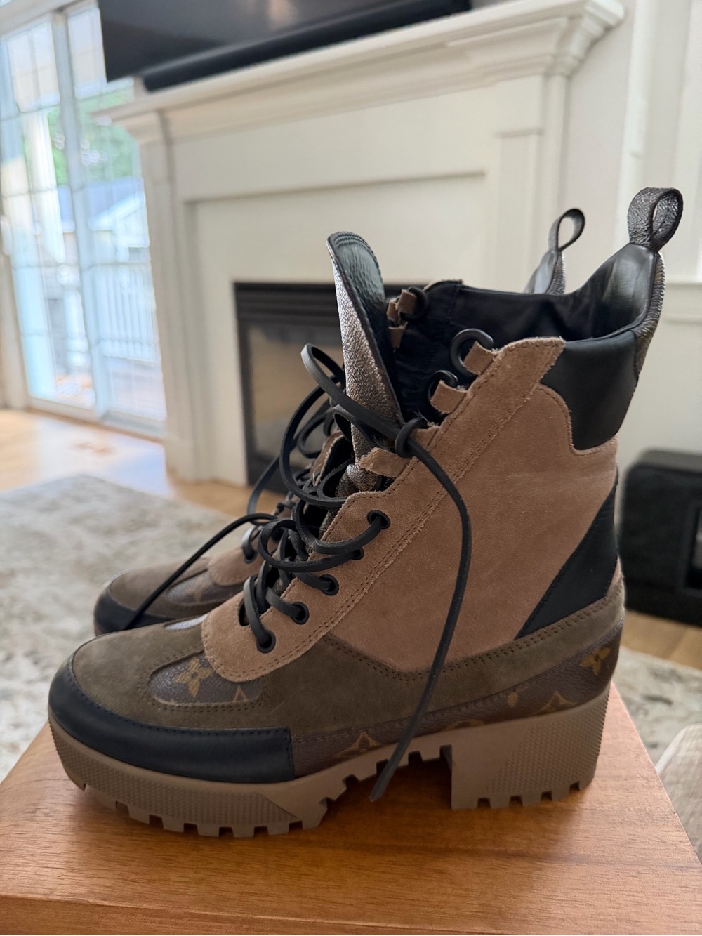 Louis Vuitton Women’s Lace-Up Combat Boots in Brown